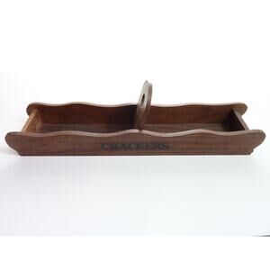 Vintage Wooden Cracker Tray Holder Divided Serving Boat Country Primitive